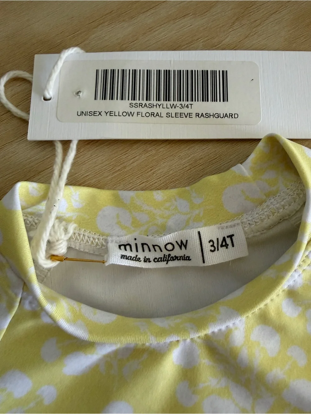 Minnow Swim NWT Yellow Floral Rashguard Unisex 3/4T Made in USA